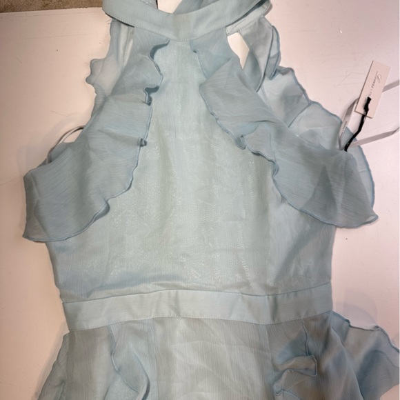 Lovers & Friends Light Blue Eden Ruffle Halter Neck High Neck Dress NWT XS - Picture 13 of 16